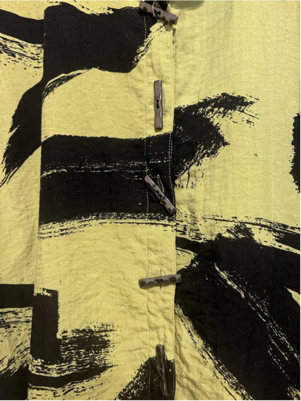 Ali Miles Lime Green Art To Wear Oversized Button Lagenlook Top 3X - Picture 3 of 5